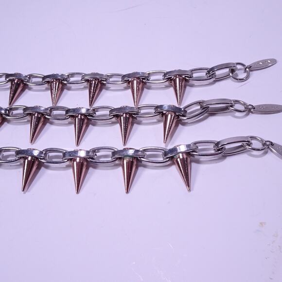 Joomi Lim Women's Silver Rose Gold Single Row Spike Bracelet Silver NWOT 159 - Picture 11 of 13